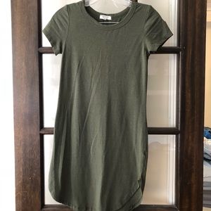 Heart and Hips Olive Scooped Knit T Shirt Dress